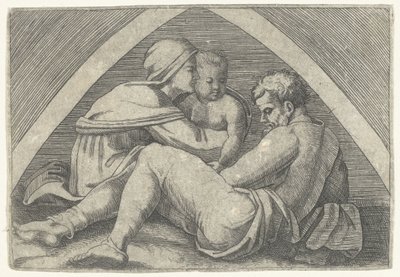 Svatá rodina pod obloukem od Marcantonio Raimondi