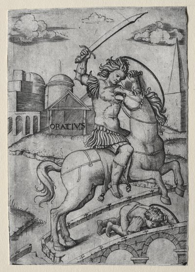 Horatius Cocles bránící most Sublician od Marcantonio Raimondi