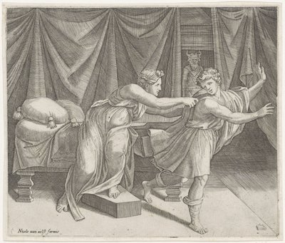 Josefa a Potifarova manželka od Marcantonio Raimondi