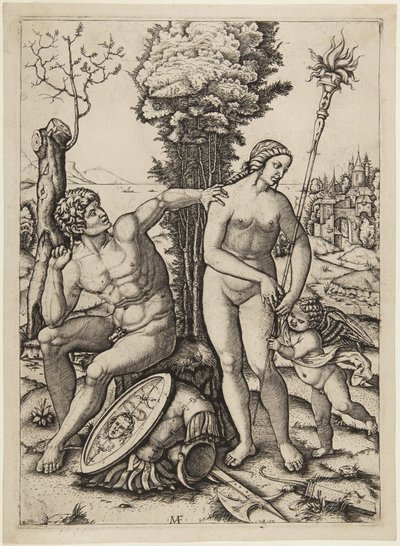 Mars, Venuše a Amor od Marcantonio Raimondi