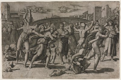 Masakr nevinných bez jedle od Marcantonio Raimondi