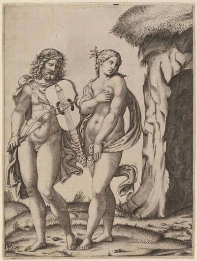 Orfeus a Eurydika od Marcantonio Raimondi