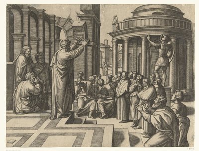 Pavel káže v Athénách od Marcantonio Raimondi