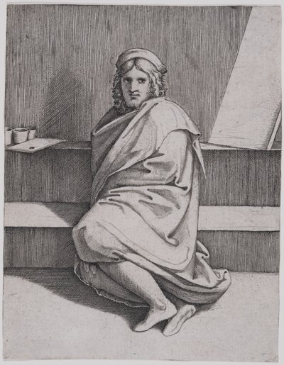 Portrét sedícího Rafaela od Marcantonio Raimondi