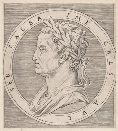Zrcadlo římské velkoleposti: Galba, od Dvanáct Caesarů, ca. 1500-1534., ca. 1500-1534. od Marcantonio Raimondi
