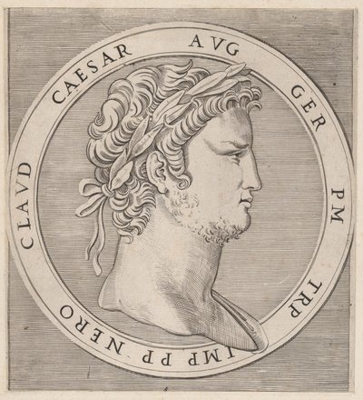 Zrcadlo římské velkoleposti: Nero, z Dvanáct Caesarů, ca. 1500-1534., ca. 1500-1534. od Marcantonio Raimondi