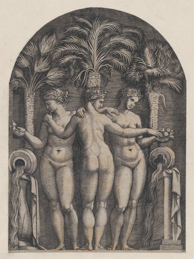 Zrcadlo římské velkoleposti: Tři grácie, ca. 1500-1534., ca. 1500-1534. od Marcantonio Raimondi