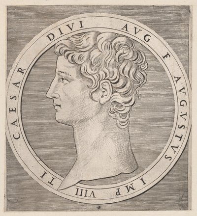 Římské zrcadlo velkoleposti: Tiberius, od Dvanáct Caesarů, ca. 1500-1534., ca. 1500-1534. od Marcantonio Raimondi