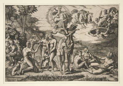 Soud v Paříži, po Raphaelovi, kolem 1510-20 od Marcantonio Raimondi