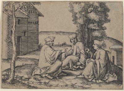 Tři lékaři od Marcantonio Raimondi