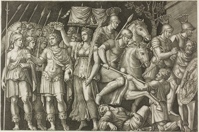 Trajan korunován vítězstvím od Marcantonio Raimondi