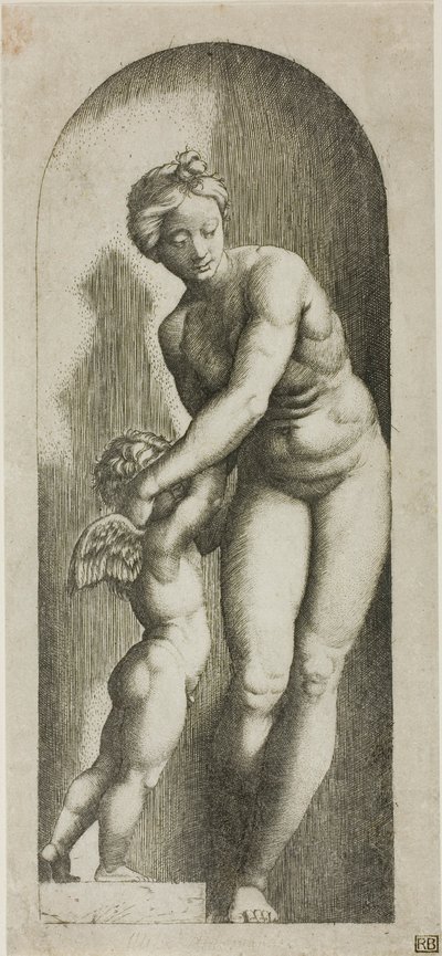 Venuše a Amor od Marcantonio Raimondi