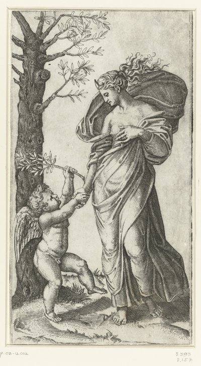 Usmíření Minervy a Amora od Marcantonio Raimondi