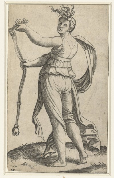 Žena s koňskou uzdou jako ztělesnění střídmosti (Temperantia) od Marcantonio Raimondi