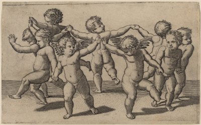 Tanec Amorů od Marcantonio Raimondi after Raphael