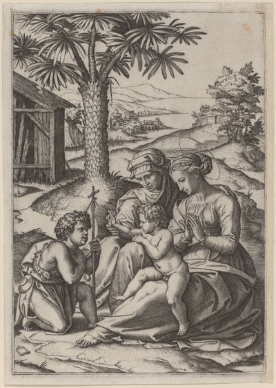 Madonna pod palmou od Marcantonio Raimondi after Raphael