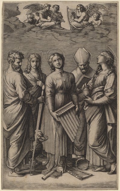 Svatá Cecílie od Marcantonio Raimondi after Raphael