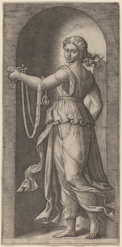 Střídmost od Marcantonio Raimondi after Raphael