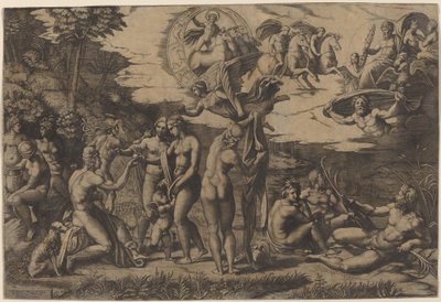 Soud z Paříže od Marcantonio Raimondi after Raphael