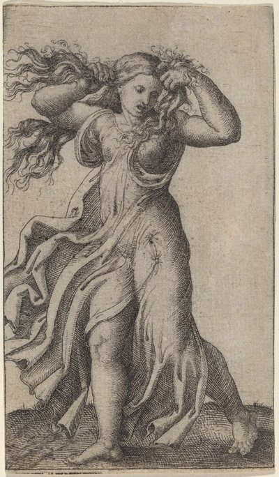 žena Tahání za vlasy od Marcantonio Raimondi possibly after Francesco Francia