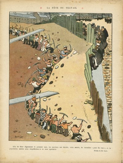 Ilustrace Marcel Capy (1865-1941) v Le Rire, 27. 4. 2012 - Svátek práce - Architektura Urbanismus, Práce, 1. května - Terrasiers od Marcel Amable O.L. Capy