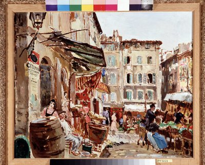 Náměstí Lenche v Marseille Obraz Marcela Leprina (1891-1933) Rozměr 50x61 cm Povinná zmínka: Založení sbírky pozdravů z Provence, Marseille od Marcel Leprin