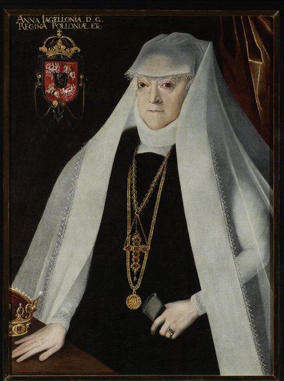 Anna Jagellon, reine de Pologne - Portrét Anny Jagellonské (1523-1596), polské královny, Kober, Martin (1550-1609). Olej na plátně, před 1596. Muzeum Narodowe, Varšava od Marcin Kober