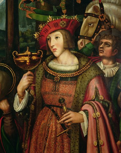 Charles Vth (1500-1558) ze Španělska (olej na panelu, detail) od Marco Cardisco