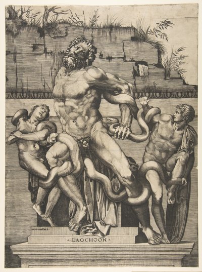 Laocoön a jeho synové byli napadeni hady, ca. 1515-27. od Marco Dente
