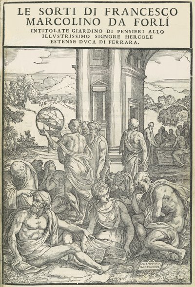Le Sorti ... s názvem zahrada myšlenek, říjen 1540. Tvůrci: Neznámý, Marco Dente. od Marco Dente