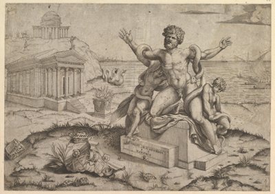 Zrcadlo římské velkoleposti: Starověké basreliéfy s Laocoonem, ca. 1516-20. od Marco Dente