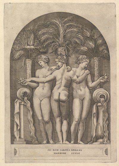 Zrcadlo římské velkoleposti: Tři grácie, ca. 1515-27. od Marco Dente