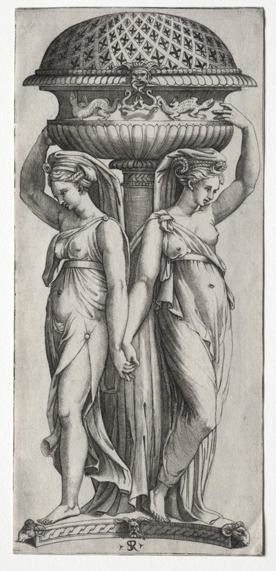 Cassollette: Ženy podporující urnu, c. 1520-27. od Marco Dente