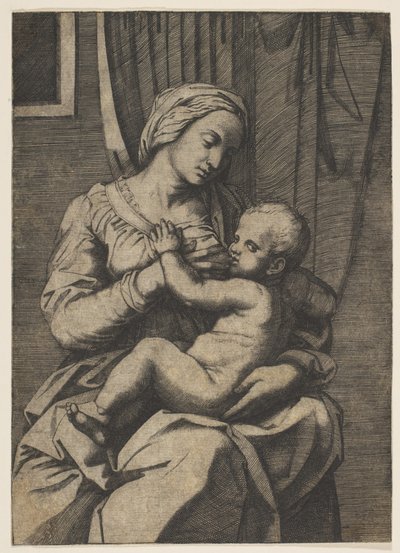 Panna kojící nemluvně Krista na klíně, 1515-20. od Marco Dente
