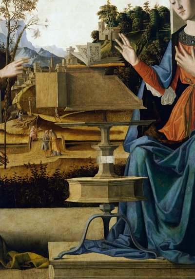 Zvěstování, detail řečnického pultíku od Marco Palmezzano