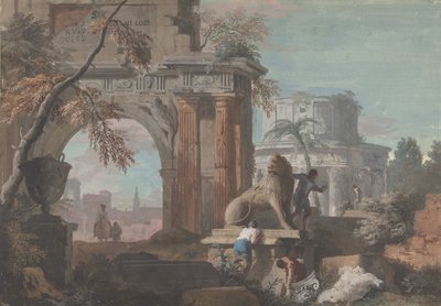 Capriccio s římskými ruinami, ca. 1700-1730. od Marco Ricci