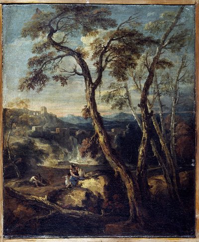 Krajina": Caprice. Obraz Marca Ricciho (1676-1730), Accademia Carrara, Bergamo Itálie. od Marco Ricci
