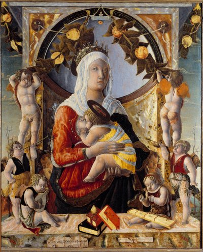 Panna a dítě obklopené 8 anděly. Obraz Marca Zoppa (1433 - 1478) od Marco Zoppo