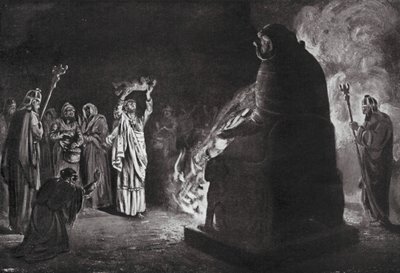 Fénická oběť Molochovi (litografie) od Margaret (after) Dovaston