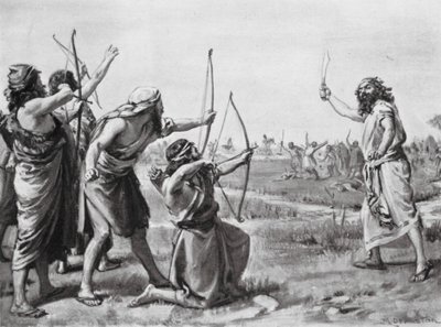 Invaze semitských kočovníků (litografie) od Margaret (after) Dovaston