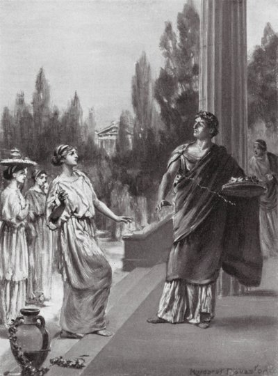 Hipparchos uráží Harmodiovu sestru (litografie) od Margaret (after) Dovaston