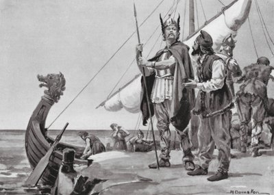 Rurik odjíždí do země Slovanů, 862 n. l. (litografie) od Margaret (after) Dovaston