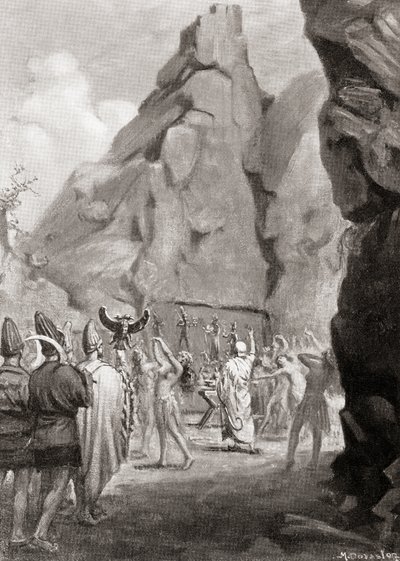 Oslava jarní slavnosti s kultovním tancem k uctění chetitské Matky bohyně, z Hutchinsonových Dějin národů, vyd. 1915. od Margaret (after) Dovaston