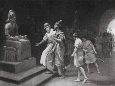 Tukulti-Ninib I v Mardukově chrámu (litografie) od Margaret (after) Dovaston