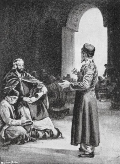 Vologeses III. dohlíží na sbírku Pehleviho Avesty, 160 n. l. (litografie) od Margaret (after) Dovaston