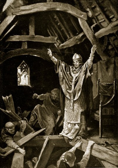 Zřícení podlahy v Calne, 978, ilustrace z knihy "Hutchinson