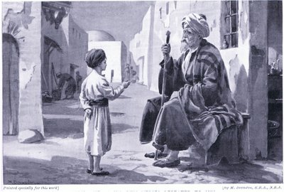 Ferdusi (941-1020 n. l.) slyší, jak mu opakují jeho vlastní verše (litografie) od Margaret Dovaston