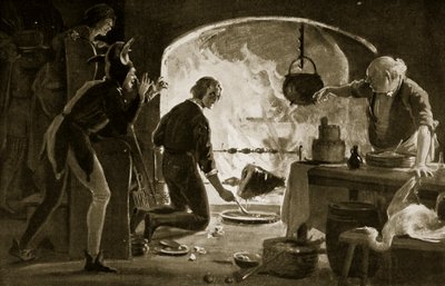 Lambert Simnel v kuchyni, ilustrace z knihy "Hutchinson