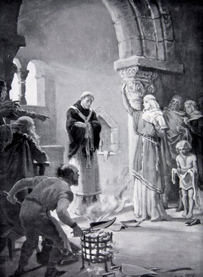Soud devíti pluhů, ilustrace z "Dějin národa" (litografie) od Margaret Dovaston