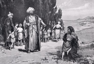 Pocta dětí Turkům, ilustrace z "Hutchinsonových dějin národů". od Margaret Dovaston